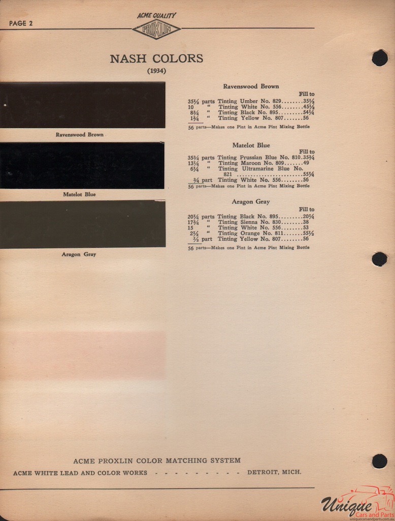 1934 Nash Paint Charts Acme 2